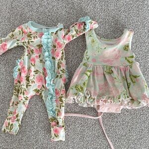 SweetHoney Pastel Floral Baby dress and sleeper
